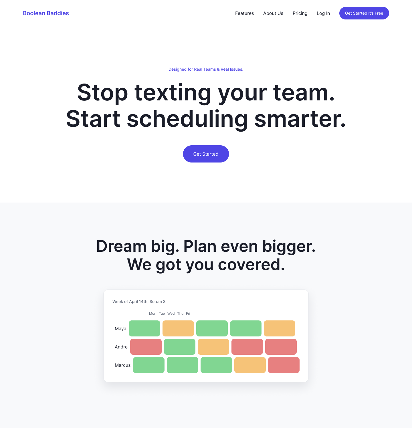 Marketing landing page