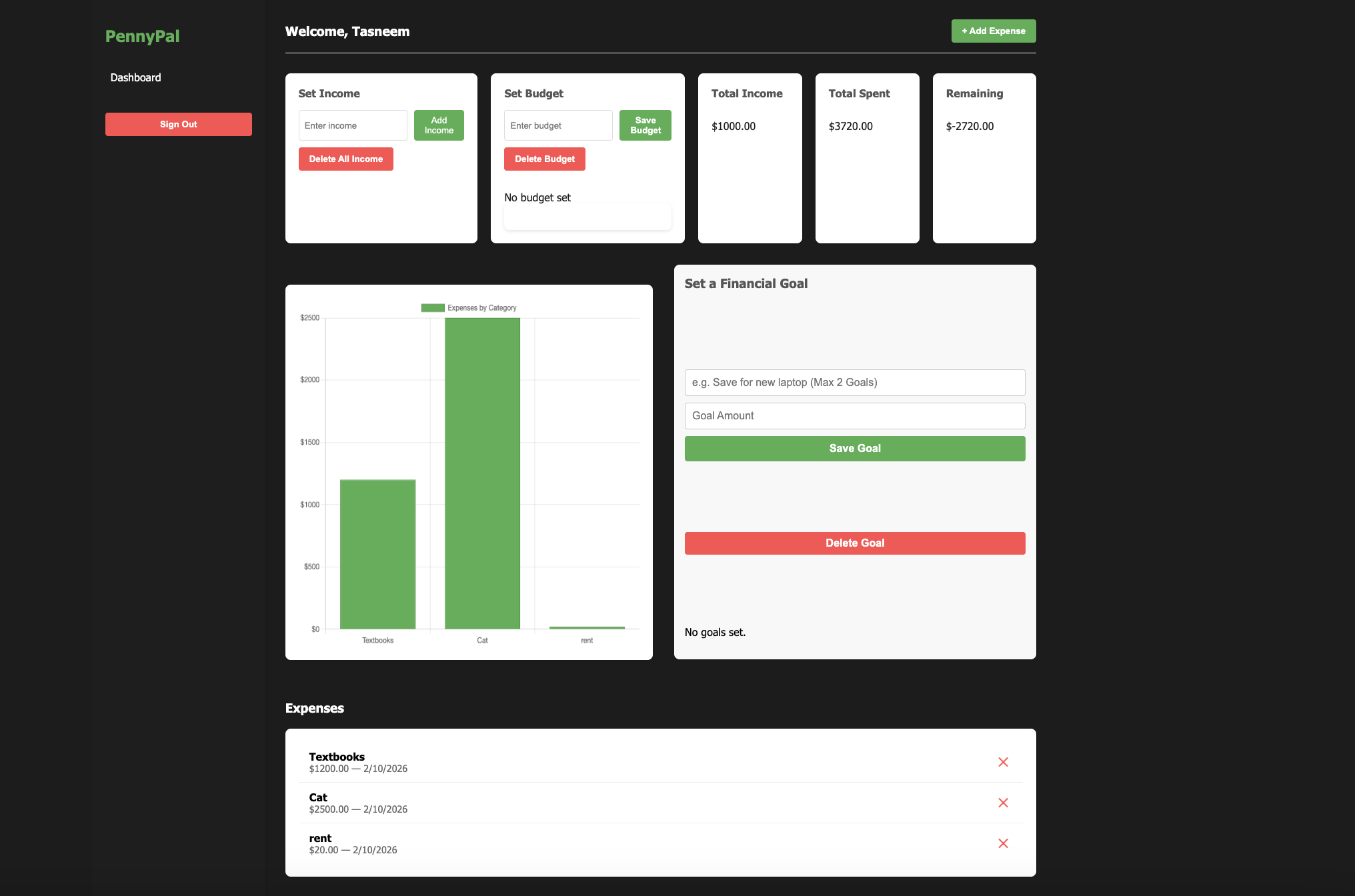 Project preview for PennyPal